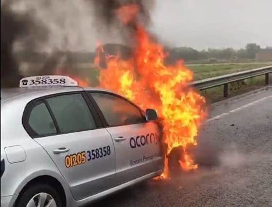 The car fire on the A1. Photo: @RoadpoliceBCH