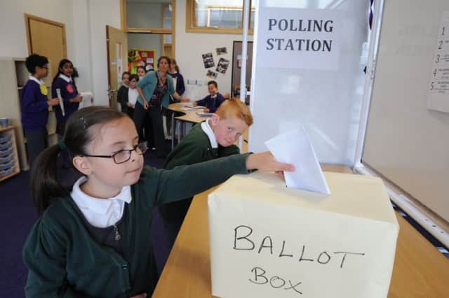 Sarah Valentova and her fellow year 6 pupils at Woodston Primary School staging their own elections EMN-170806-120647009