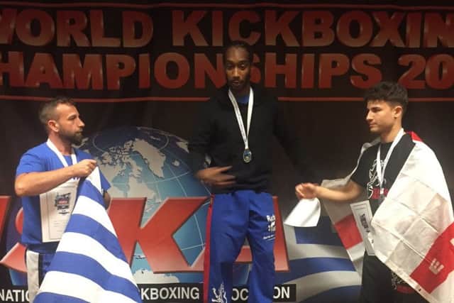 Kyle Findley on top of the podium in Greece.