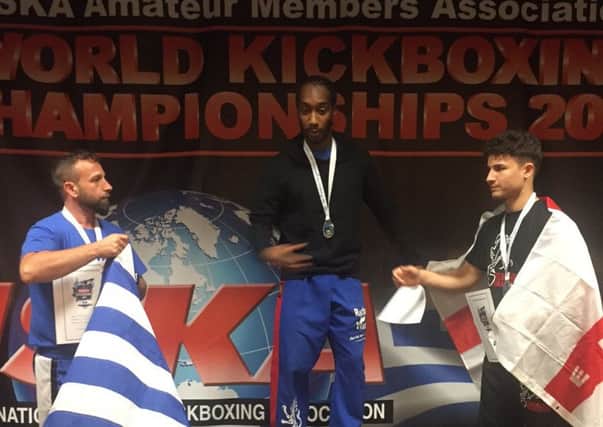 Kyle Findley on top of the podium in Greece.