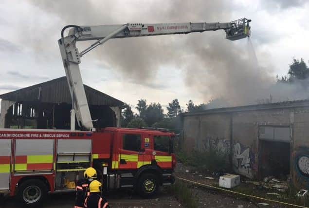 Fire crews tackling the arson in Yaxley