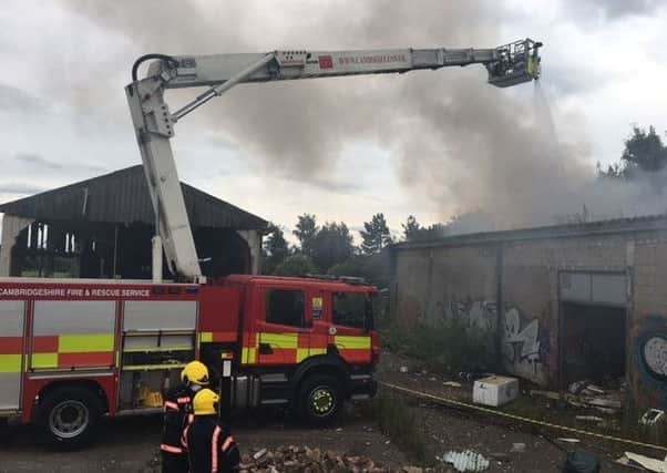 Fire crews tackling the arson in Yaxley