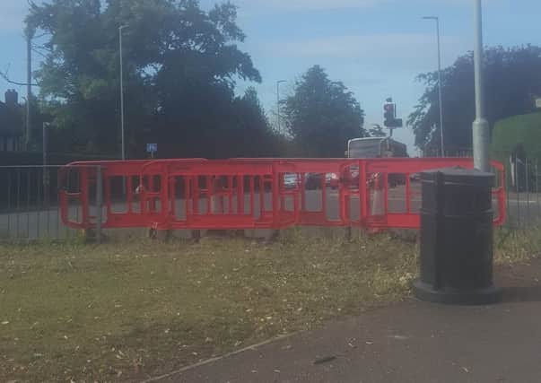 The railings have been removed at the junction of Newark Avenue and Eastfield Road following the crash. Photo: Melanie Murray