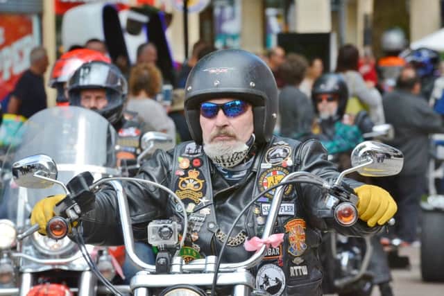 Motor cyclist's ride in to Peterborough City Centre. EMN-171106-125832009