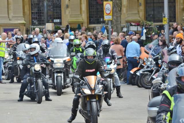 Motor cyclist's ride in to Peterborough City Centre. EMN-171106-125843009