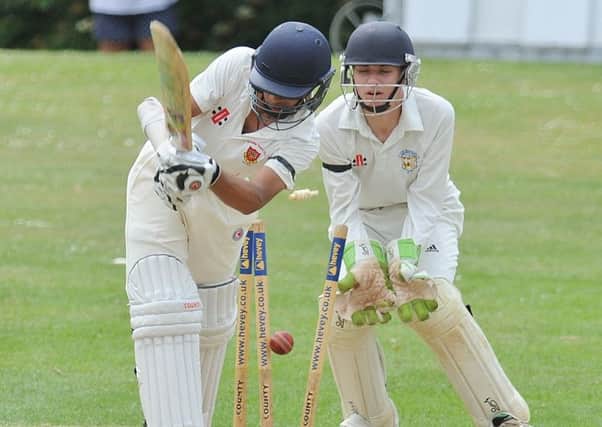 Oundle's Danny Malik is bowled in the big Northants Premier Division game against Rushton.