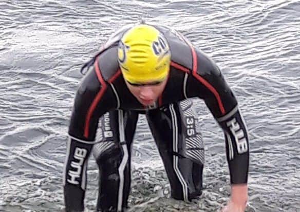 Harry Whiteman completes the Greast East Swim.