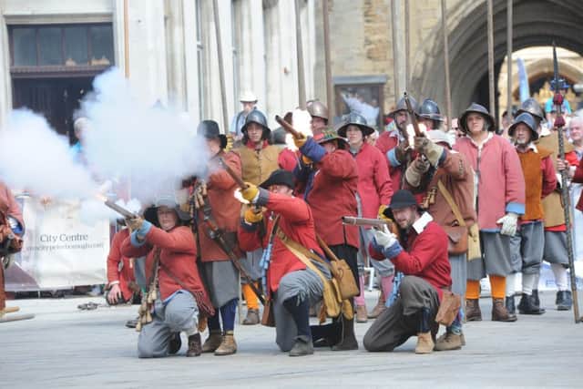 Heritage Festival 2017 . The Sealed Knot display in the Cathedral Square EMN-170617-173832009