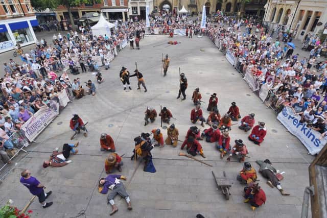 Heritage Festival 2017 . The Sealed Knot display in the Cathedral Square EMN-170617-174412009