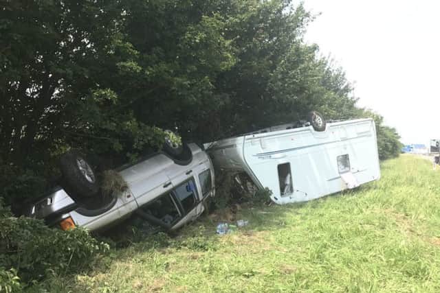 The scene of the crash on the A1M this afternoon. Photo: @roadpoliceBCH