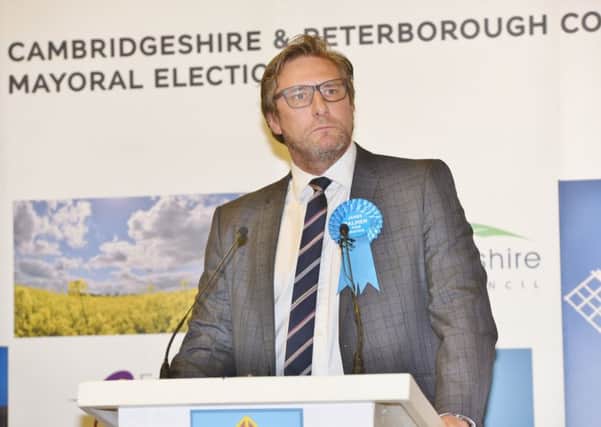 Cambs and Peterborough Mayoral Election count at Soham.  The elected Mayor   James Palmer EMN-170605-214446009