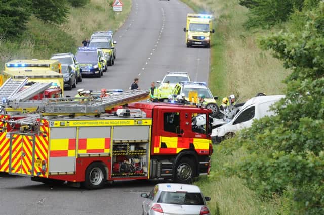 The scene of the fatal crash on the A605 yesterday. EMN-170625-194811009