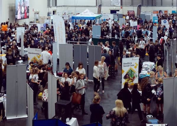 Visitors and exhibitors at the Careers Show.