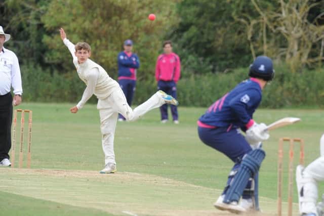 Nassington's Harrison Craig on his way to 3-29 against Ketton in the Stamford Charity Cup Final. Photo: David Lowndes.