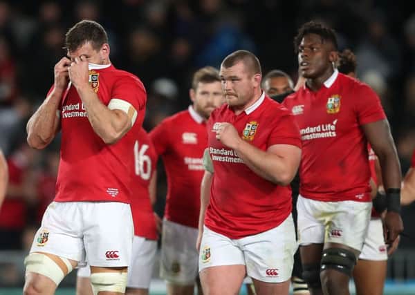British Lions tour captain Sam Warburton coves his face after defeat in the first Test against the All Blacks.