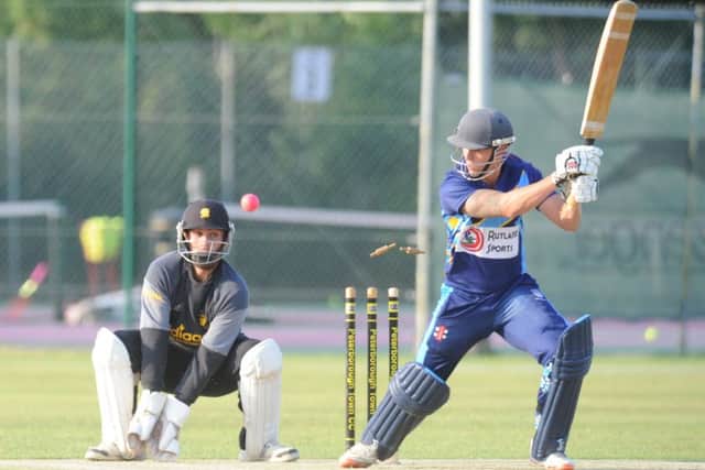 Bourne batsman Quewin O'Connor is dismissed during a jaidka Cup semi-final win over Ramsey.