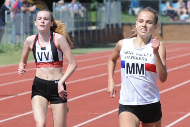 Amber Park won both the 300m and 800m for Nene Valley Harriers.
