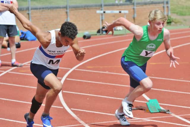 Ronan Rawlings (left) in action for Nene Valley Harriers.