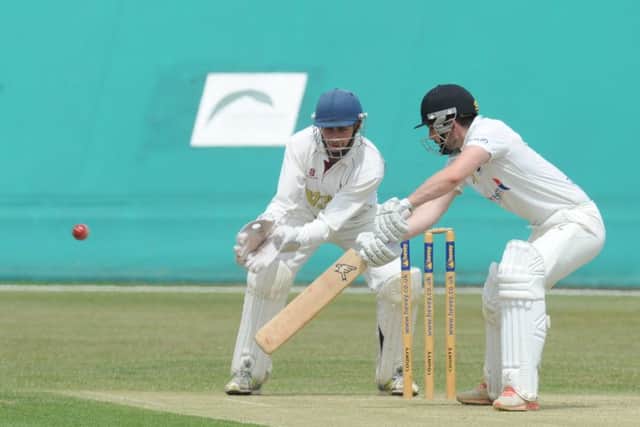 Chris Milner batting for Peterborough Town against Nassington. Photo: David Lowndes.