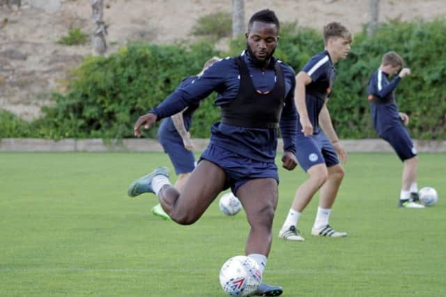 Posh striker Junior Morias training in Spain. Photo: Tom Stent.