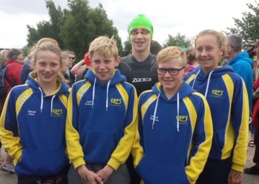 The COPS squad that took part in the Midland Open Water Championships. From the left they are Hannah Daley, James Rothwell, Matthew Rothwell, George Whiteman and Katie Tasker.