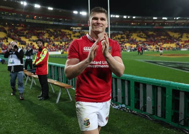 British and Irish Lions Owen Farrell celebrates after the second Test.