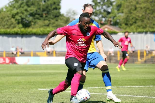 Junior Morias in action for Posh at St Albans. Photo: Joe Dent/theposh.com.