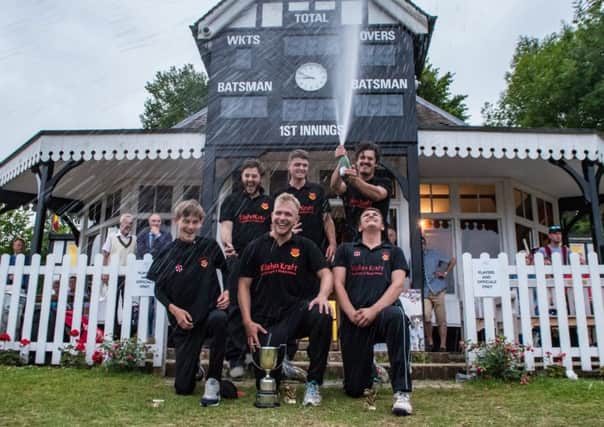 Oundle celebrate their Burghlay Park sixes success. Photo: James Biggs.