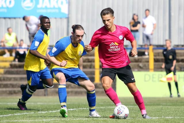 Posh striker Tom Nichols in action at St Albans. Photo: Joe Dent/theposh.com.