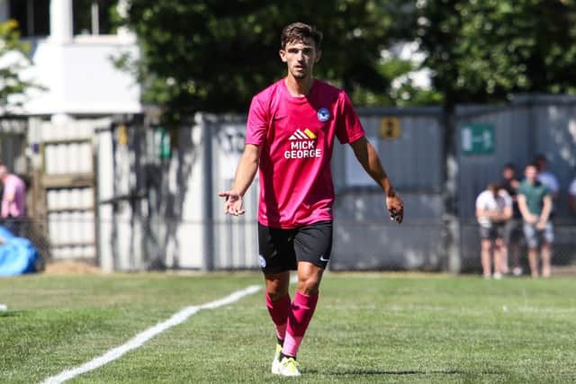 Liam Shephard in action for Posh at St Albans.