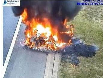 The scene of the fire this morning. Photo: Highways England