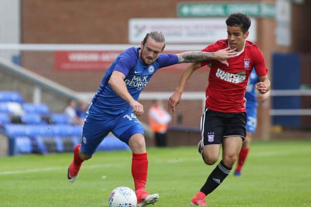 New Posh striker Jack Marriott in action against Ipswich. Photo: Joe Dent/theposh.com.