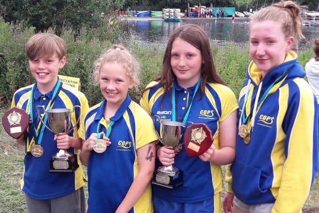 Some COPS winners at the open water event, from left, Joshua Smith, Jemima Tufnell, Lily Borgognoni and Rhiannon Louitt.