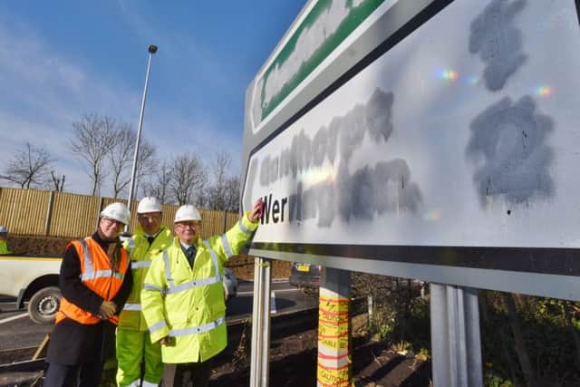 Adrian Connard, director of planning at the LEP, with Andy Tatt from Sanska and Cllr Peter Hiller at the re-opening of junction 20 on the Paston Parkway EMN-170703-181102009