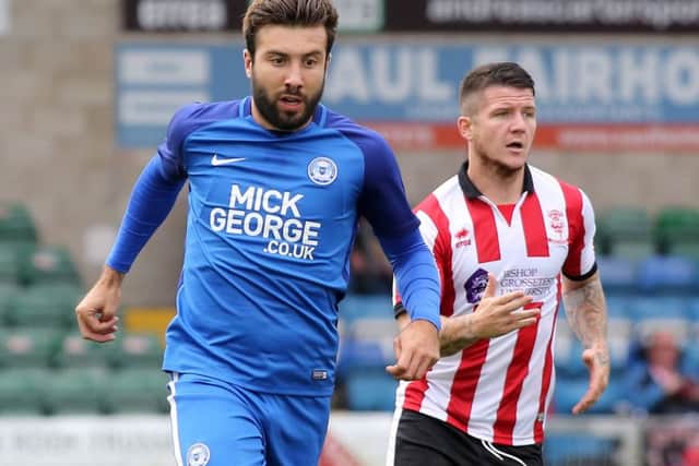 Posh midfielder Michael Doughty in action at Lincoln. Photo: Joe Dent/theposh.com.