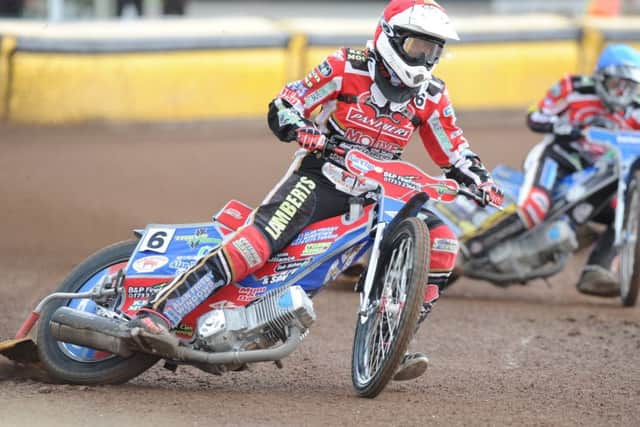 Simon Lambert of Panthers won heat two against Redcar to set up a fine personal meeting. Photo: David Lowndes.