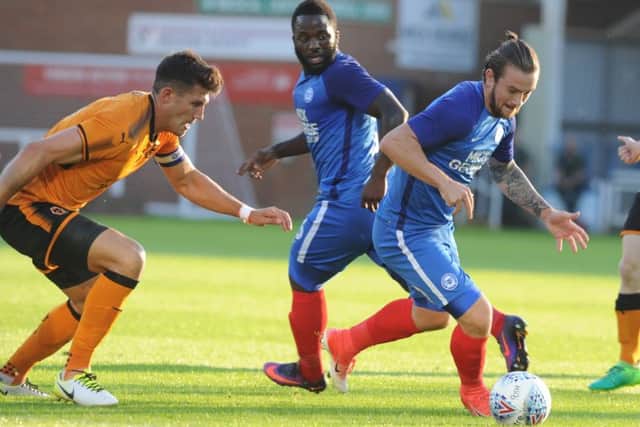 Jack Marriott on the ball for Posh against Wolves. Photo: David Lowndes.