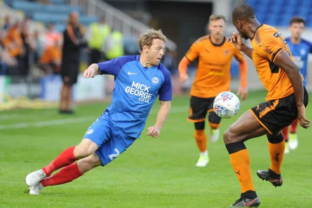 Craig Mackail-Smith in action for Posh against Wolves. Photo: David Lowndes.