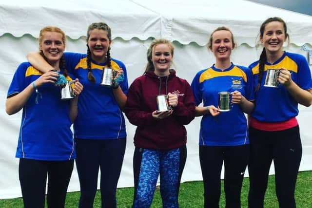 The victorious J14 coxed quad of, from the left, Milly Hilton, Chloe Reed, Hannah Parker (cox), Eve Cresswell and Charlotte Bolton.