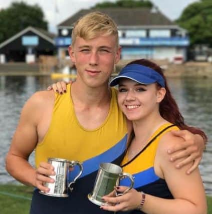 Single sculls winners Harry Masterson and Sarah Watson