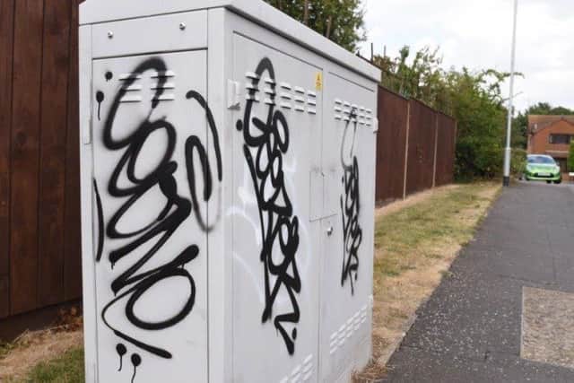 Graffiti at The Orchards , Orton Waterville