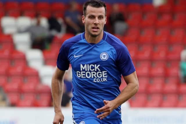 Steven Taylor during his Posh debut at Cheltenham. Photo: Joe Dent/theposh.com.