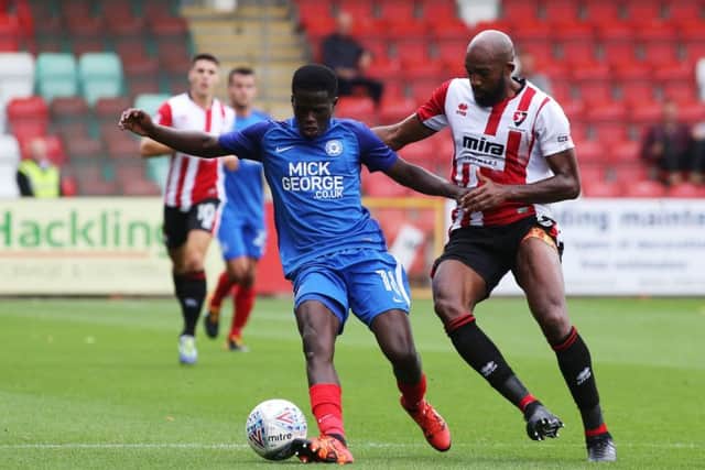 Leo Da Silva Lopes in action for Posh at Cheltenham. Photo: Joe Dent/theposh.com.