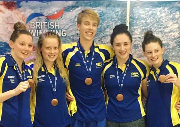 COPS bronze medal winners on a super Sunday at the British Championships  from the left are Mollie Allen, Chloe Hannam, Jamie Scholes, Rebecca Burton and Rachel Wellings.