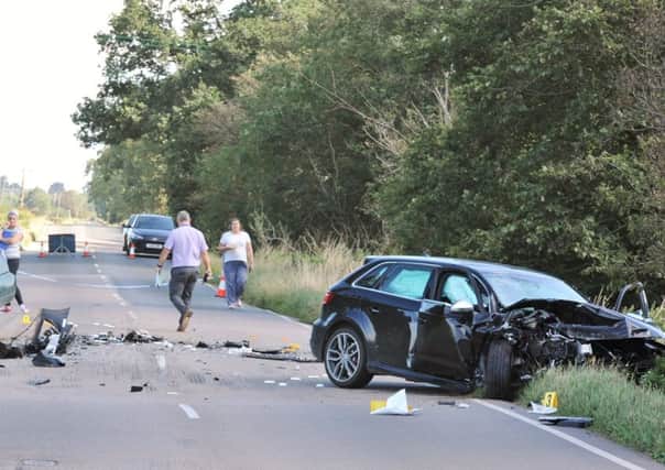 The scene of the fatal head-on crash involving two cars on the Whittlesey to Pondersbridge Road B1040 EMN-170108-102508009
