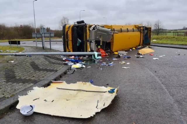 The scene of the bin lorry crash