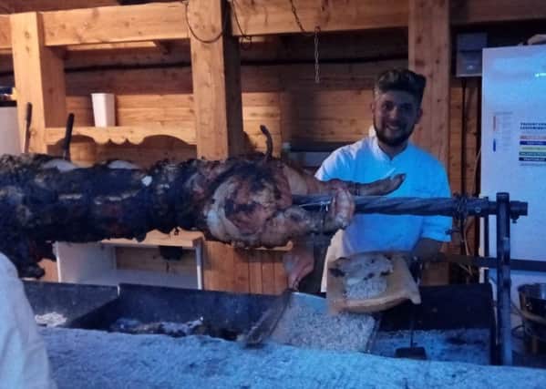 Damian Wawrzyniak on the hog  roast at House of Feasts