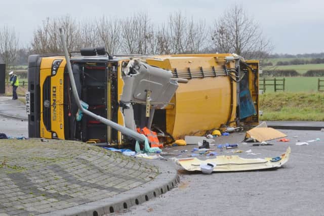 Single lorry RTC on the Old A1 road near Sawtry turn. EMN-170116-162235009