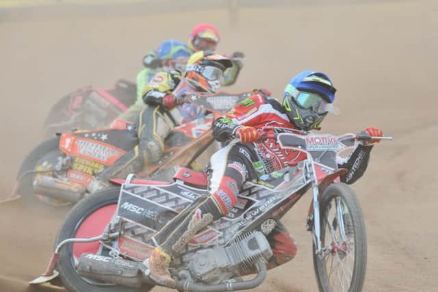 Panthers captain Ulrich Ostergaard blazes a trail in the SGB Championship Fours. Photo: David Lowndes.