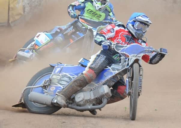 Star Panther Chris harris in action in the SGB Championship Fours. Photo: David Lowndes.